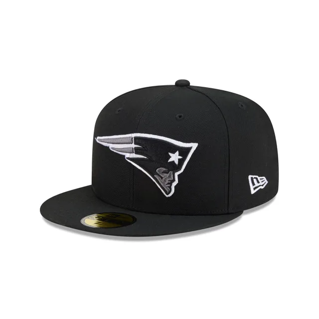 New England Patriots Casquette ajustée Basic 59FIFTY noire et blanche