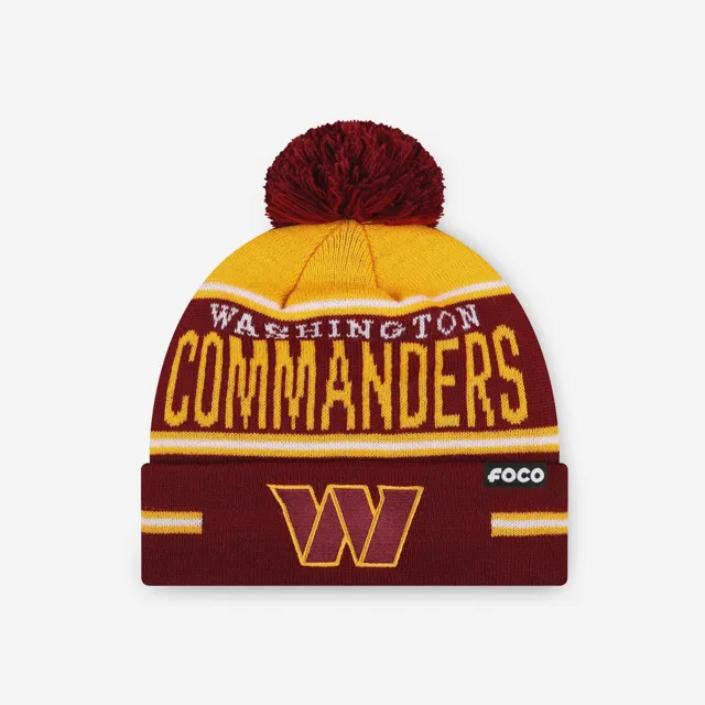 Washington Commanders Bonnet à pompon à rayures et gros mot