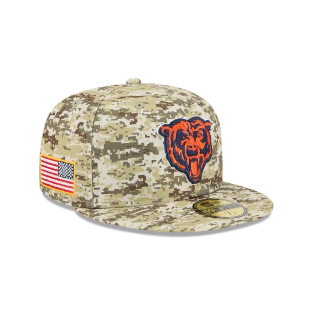 Chicago Bears 2025 Salut au service Fan Gear 59FIFTY Chapeau ajusté