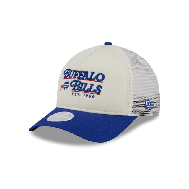 Buffalo Bills Casquette de camionneur blanche 9FORTY M-Crown A-Frame Retro Chrome pour femmes