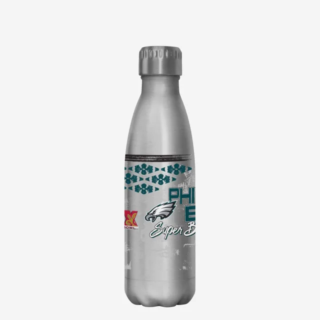 Philadelphia Eagles Super Bowl LIX Champions Pochoir Argent Diamant Bouteille en acier inoxydable de 17 oz