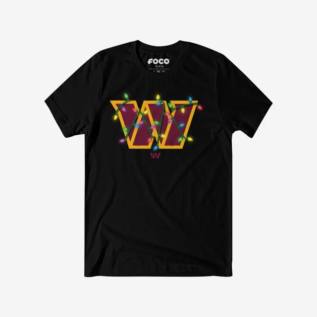 Washington Commanders T-shirt avec logo principal Holiday Lights