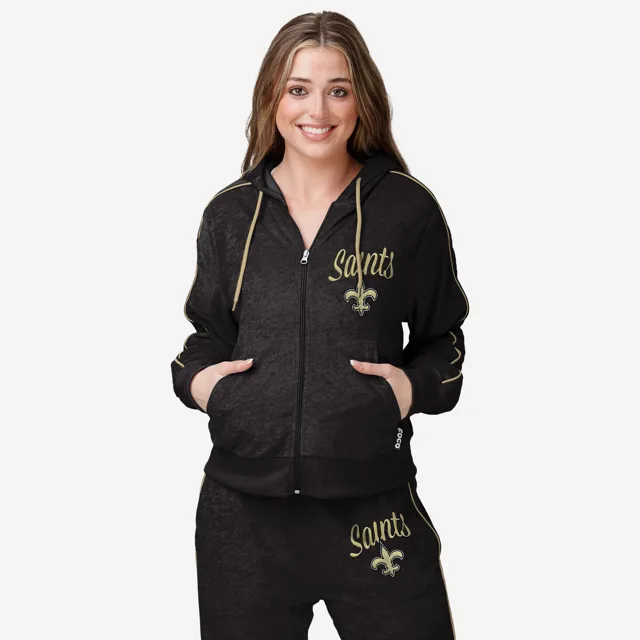 New Orleans Saints Haut zippé en tricot éponge pour femme