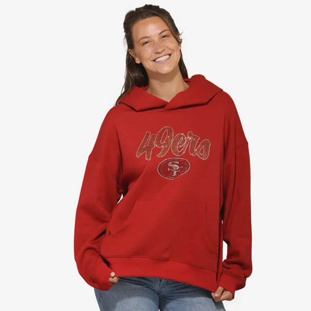 San Francisco 49ers Sweat à capuche surdimensionné avec logo strass pour femme