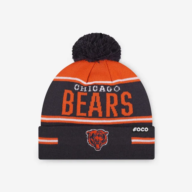 Chicago Bears Bonnet à pompon à rayures et gros mot
