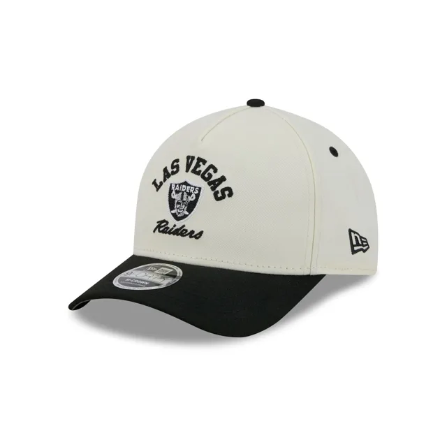 Las Vegas Raiders Casquette Snapback 9FORTY M-Crown A-Frame Graphique Arqué Chrome Blanc