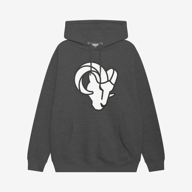 Los Angeles Rams 2020 Sweat à capuche rétro avec logo principal noir et blanc