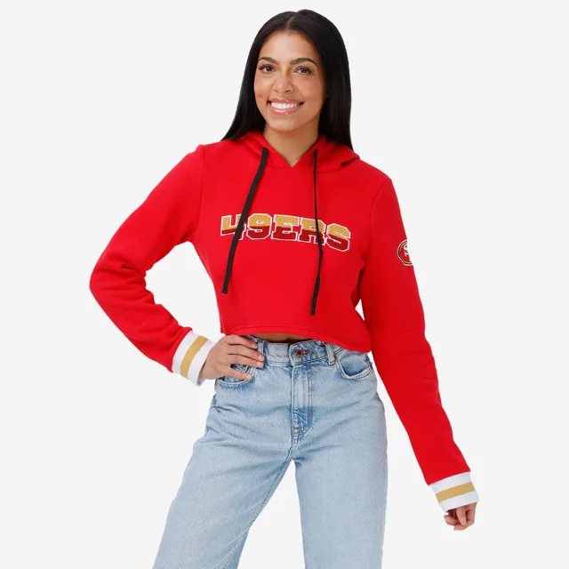 San Francisco 49ers Sweat à capuche court en chenille pour femme