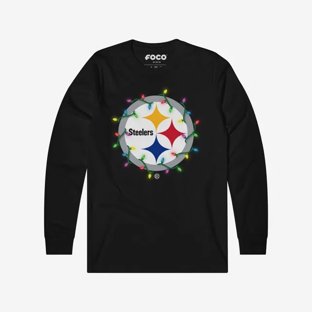 Pittsburgh Steelers T-shirt à manches longues avec logo principal Holiday Lights