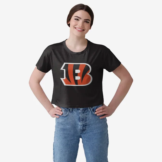 Cincinnati Bengals Haut court uni avec grand logo pour femme