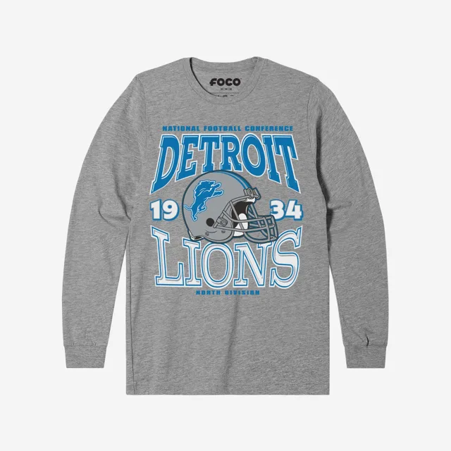 Detroit Lions T-shirt à manches longues avec casque d'équipe classique