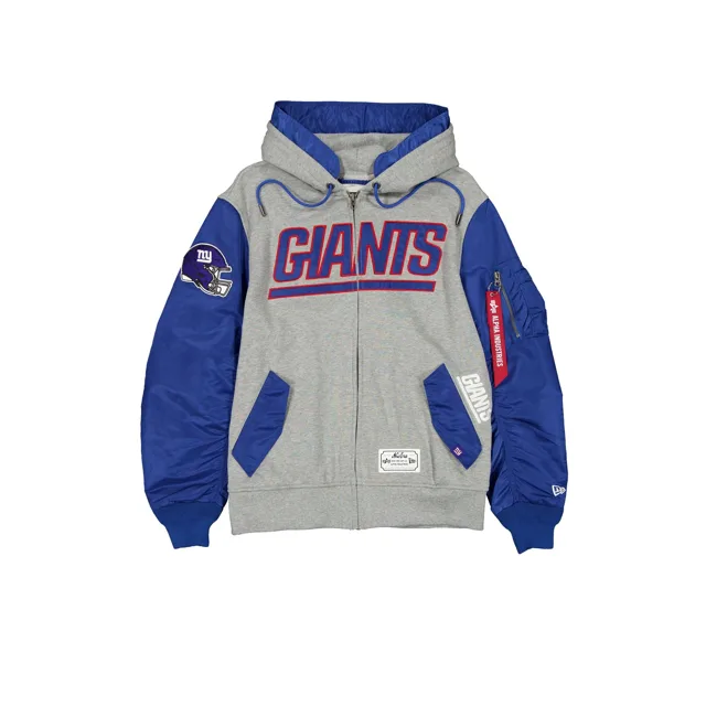 Alpha Industries x New York Giants Veste polaire grise MA-1 entièrement zippée