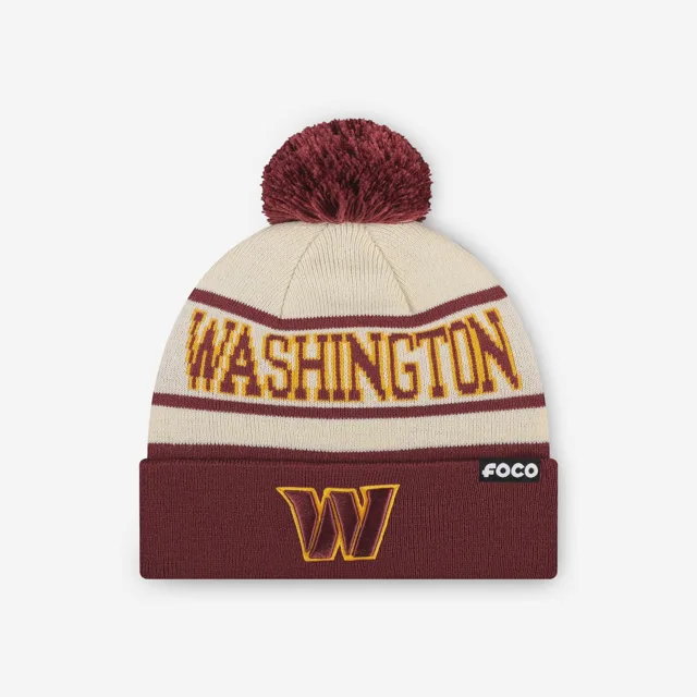 Bonnet à pompon avec logo principal à rayures Heritage Washington Commanders