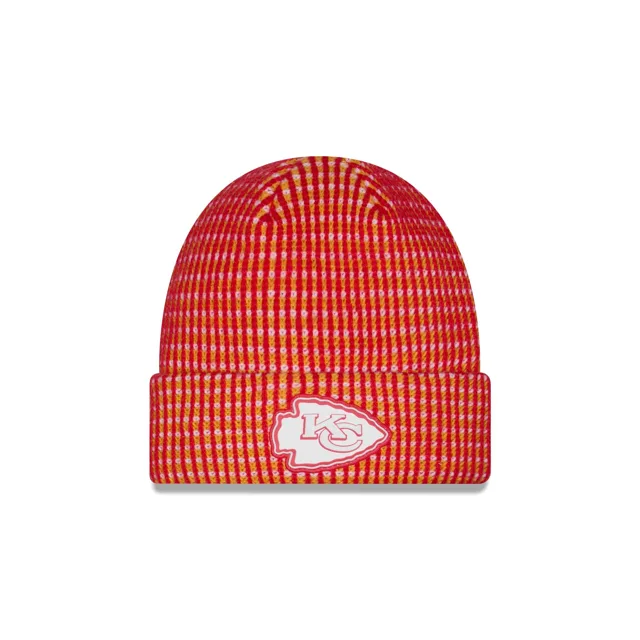 Kansas City Chiefs 2026 Sideline Bonnet en tricot à revers pour enfants par temps froid