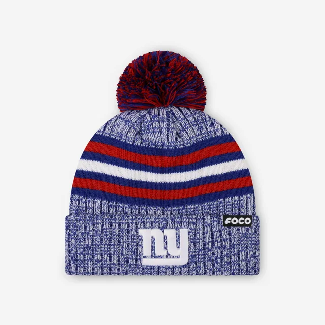 New York Giants Bonnet à pompon doublé à rayures Heather Team