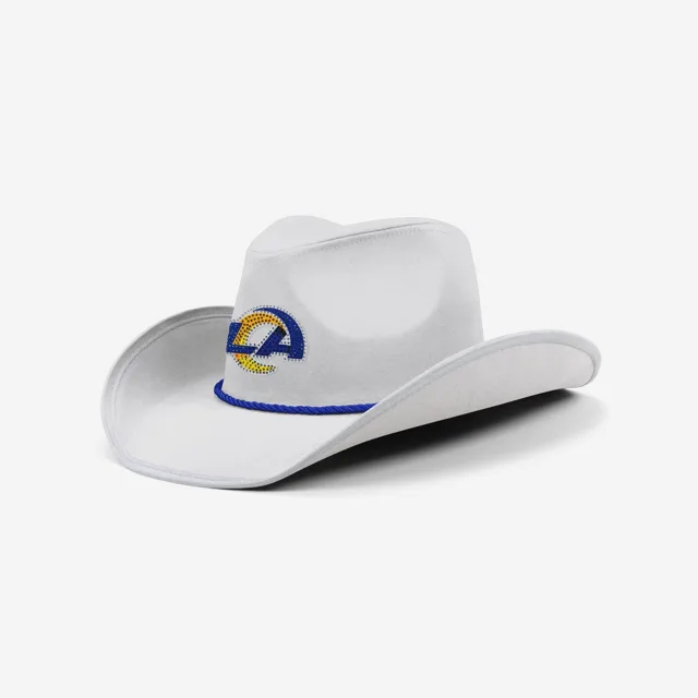 Los Angeles Rams Chapeau de cowboy avec logo en strass blanc