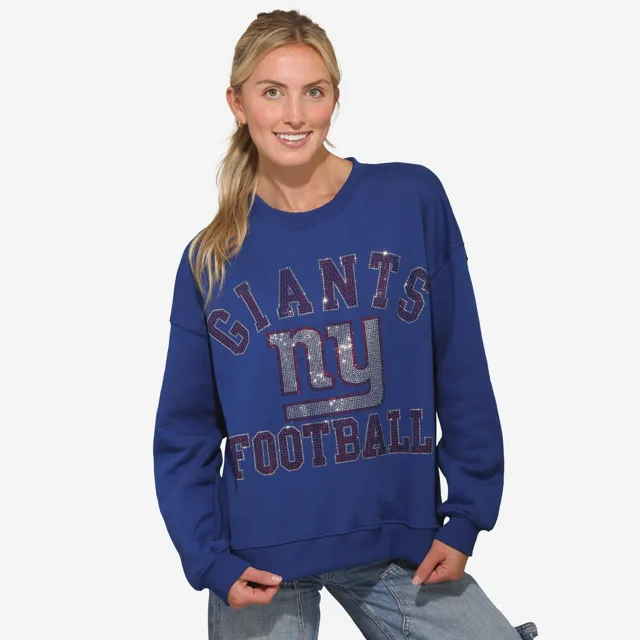 New York Giants Sweat-shirt surdimensionné à col rond avec logo strass pour femme