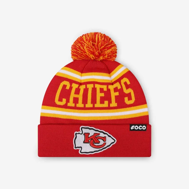Bonnet à pompon avec logo principal Kansas City Chiefs