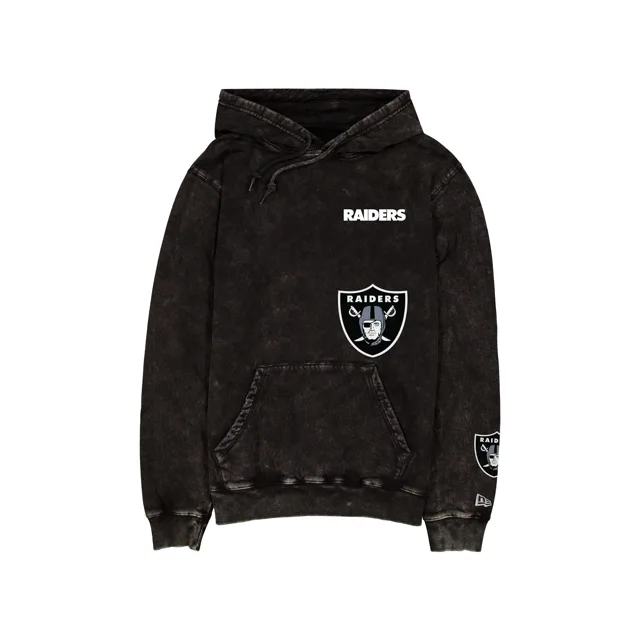 Sweat à capuche noir délavé avec logo Las Vegas Raiders