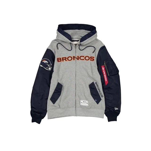 Alpha Industries x Denver Broncos Veste polaire grise MA-1 entièrement zippée