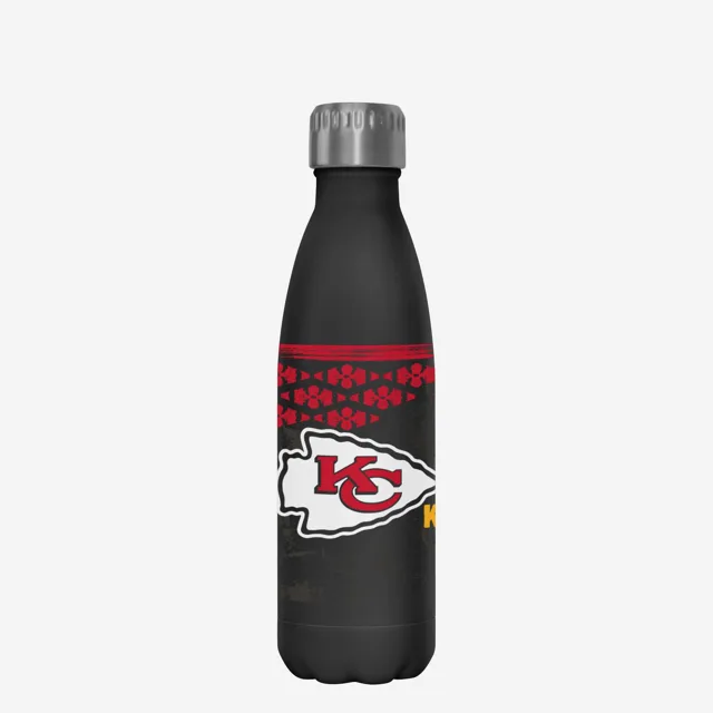 Kansas City Chiefs Super Bowl LIX Chiefs Kingdom Bouteille en acier inoxydable noire de 17 oz