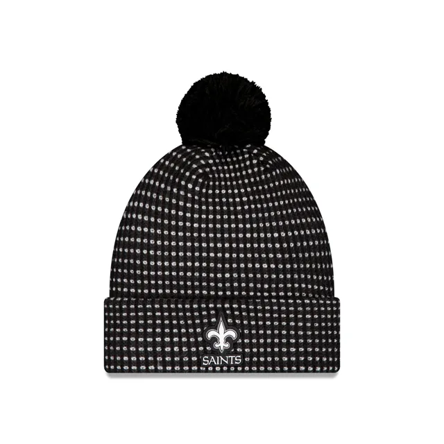 New Orleans Saints 2026 Sideline Bonnet en tricot à pompon noir pour temps froid