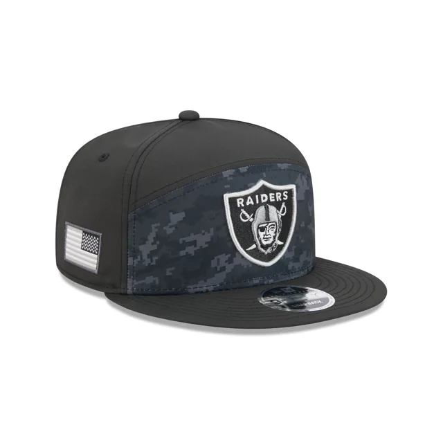 Las Vegas Raiders 2026 Salut au service Panneau divisé 9FIFTY Snapback Hat