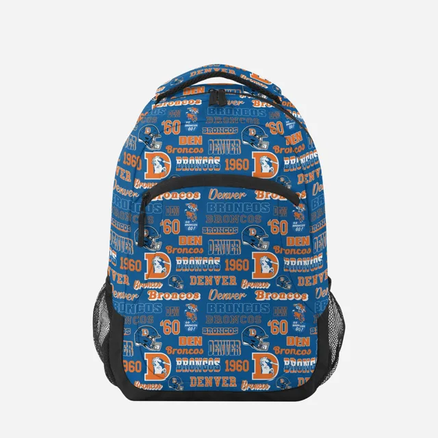 Denver Broncos Répétez le sac à dos d'action d'impression rétro