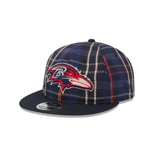 Baltimore Ravens Grunge Plaid Retro Crown 9FIFTY Chapeau réglable