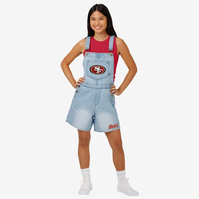 San Francisco 49ers Salopette à bretelles en jean avec grand logo pour femme