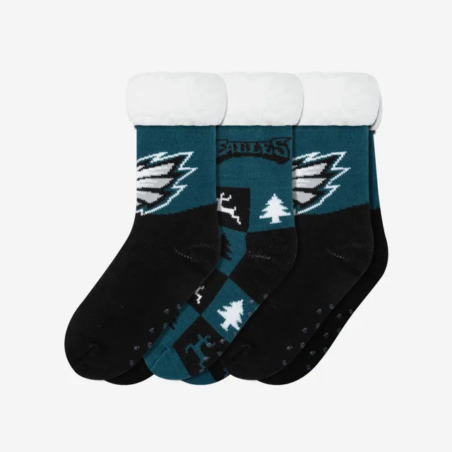 Philadelphia Eagles Lot de 3 paires de chaussettes pantoufles Fan Footy pour femmes