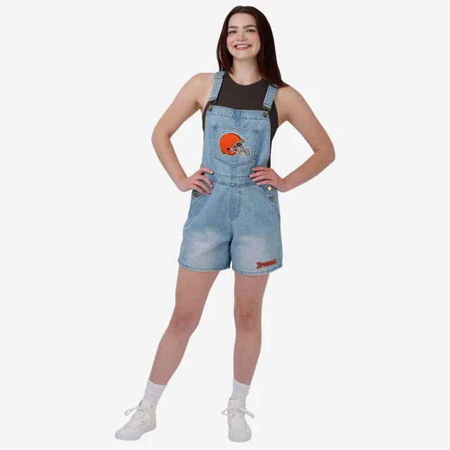 Cleveland Browns Salopette à bretelles en jean avec grand logo pour femme
