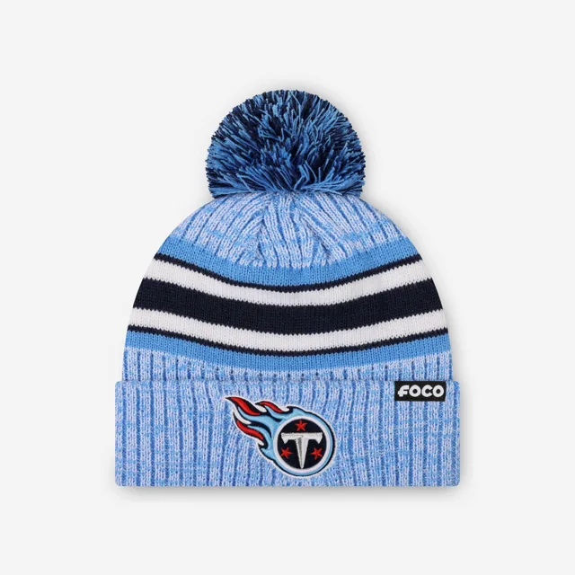 Tennessee Titans Bonnet à pompon doublé à rayures Heather Team