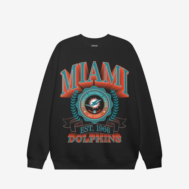 Miami Dolphins Sweat-shirt à col rond avec écusson de bannière