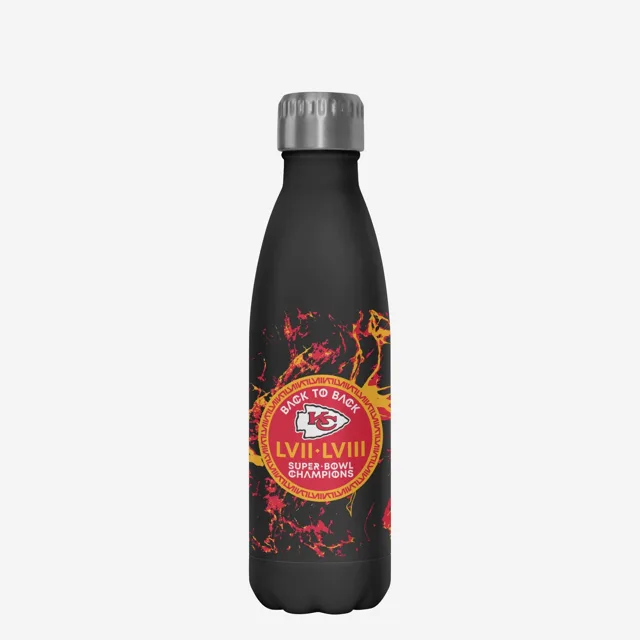 Kansas City Chiefs Super Bowl LVIII Champions Marbre Noir Bouteille en Acier Inoxydable de 17 oz