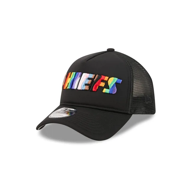 Kansas City Chiefs Casquette de camionneur à cadre en A avec mot-symbole arc-en-ciel 9FORTY
