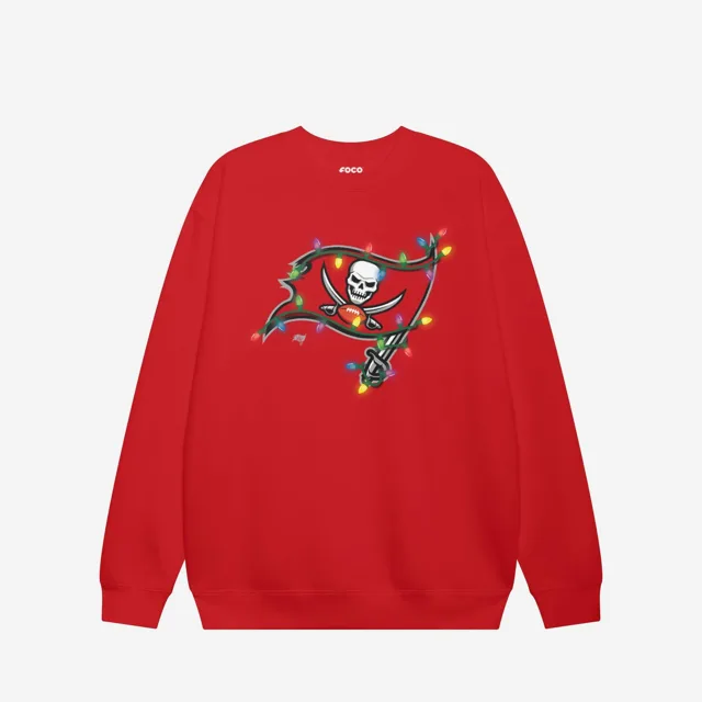 Tampa Bay Buccaneers Sweat-shirt à col rond avec logo principal Holiday Lights