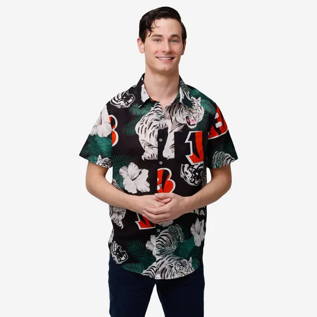 Cincinnati Bengals Chemise boutonnée à fleurs à rayures blanches