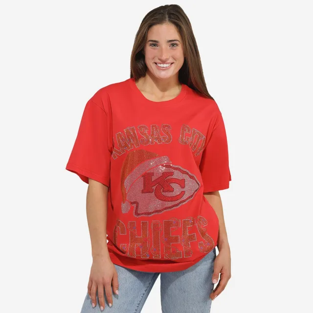 Kansas City Chiefs T-shirt de vacances surdimensionné avec logo strass pour femme